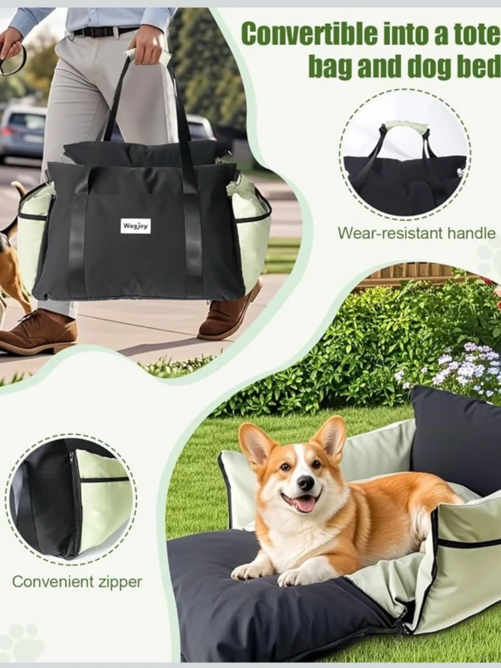 Premium Green and Black Dog Travel Carrier - Comfortable Pet Tote